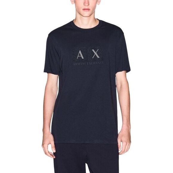 Armani Exchange Crew Neck Graphic Tee Men blue Shirts